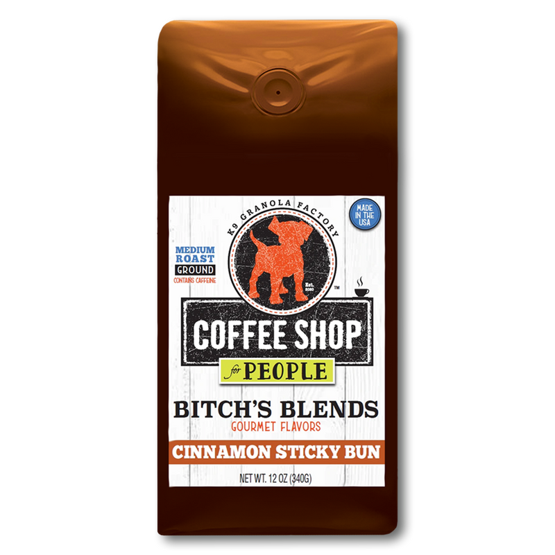 Bitch's Blends Gourmet Cinnamon Sticky Bun Flavored Ground Coffee for People, 12oz