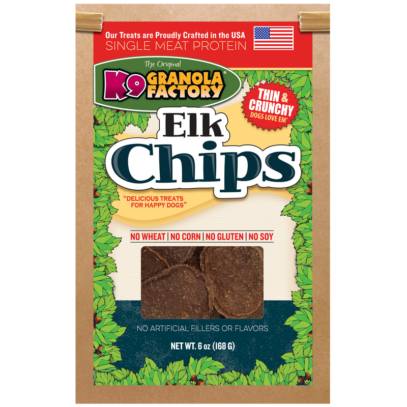 Chip Collection, Single Meat Protein Elk Chips for Dogs 5 oz
