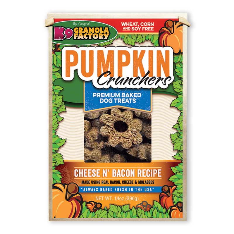 NEW! Pumpkin Crunchers, Cheese N' Bacon Recipe Dog Treats, 14oz