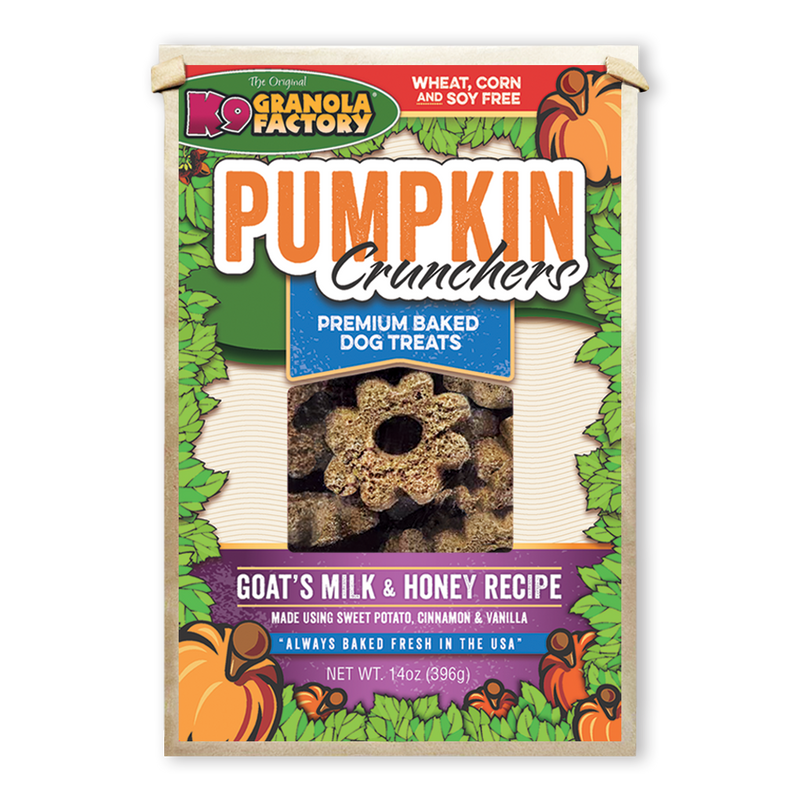 NEW! Pumpkin Crunchers, Goat's Milk & Honey Recipe Dog Treats, 14oz