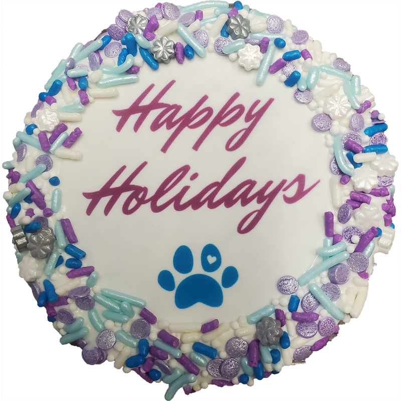 Donut Shop, Happy Holidays Cake Dog Treat