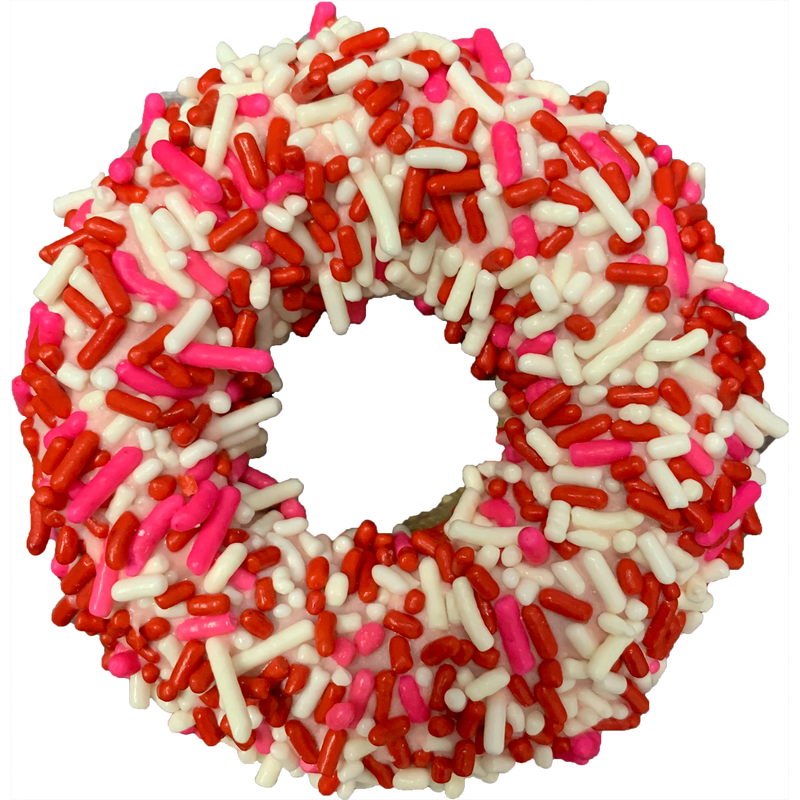 Gourmet Donut,  Valentine's Pink w/ Jimmies Donut Dog Treat